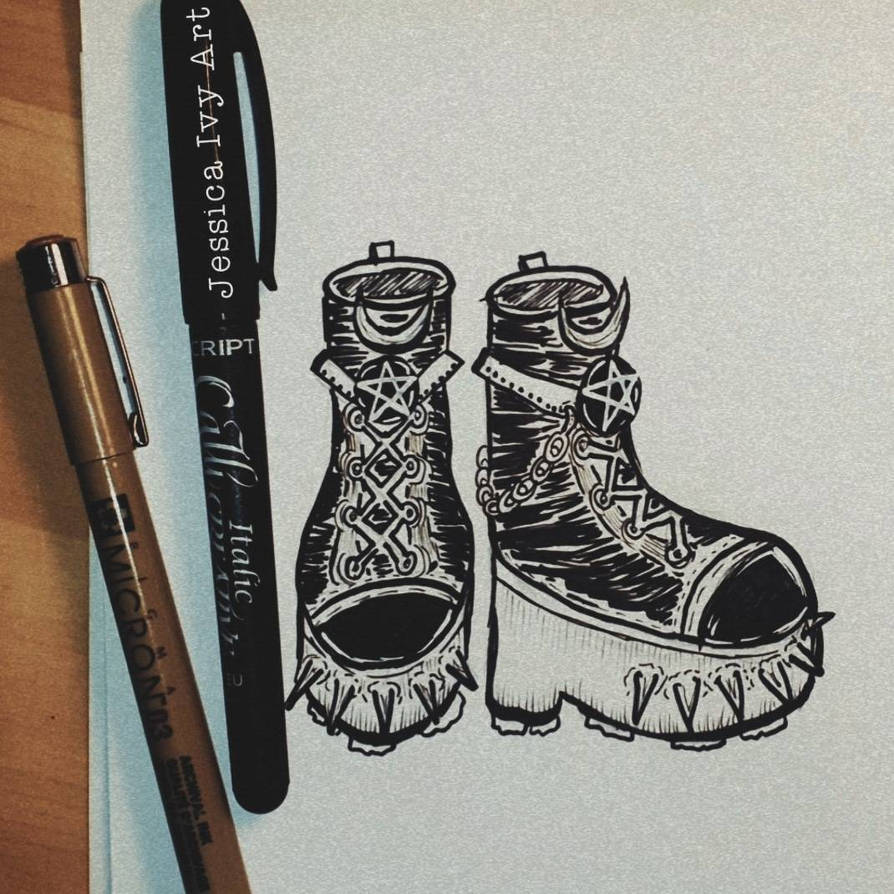 Boot Script Art Gothic boots by Jessicaivyart on DeviantArt