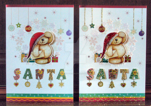 Teddy and Santa Greeting Cards