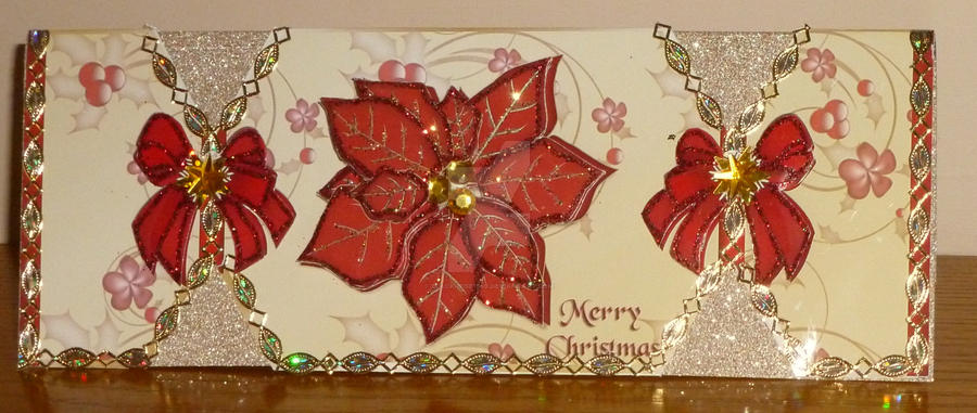 Red and Gold Pointsetta Cracker Card