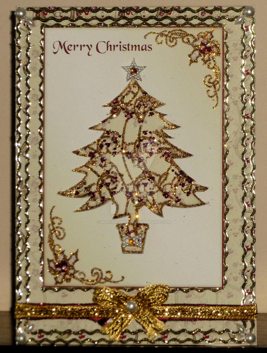 A Beautiful Cream and Gold Xmas Tree Card