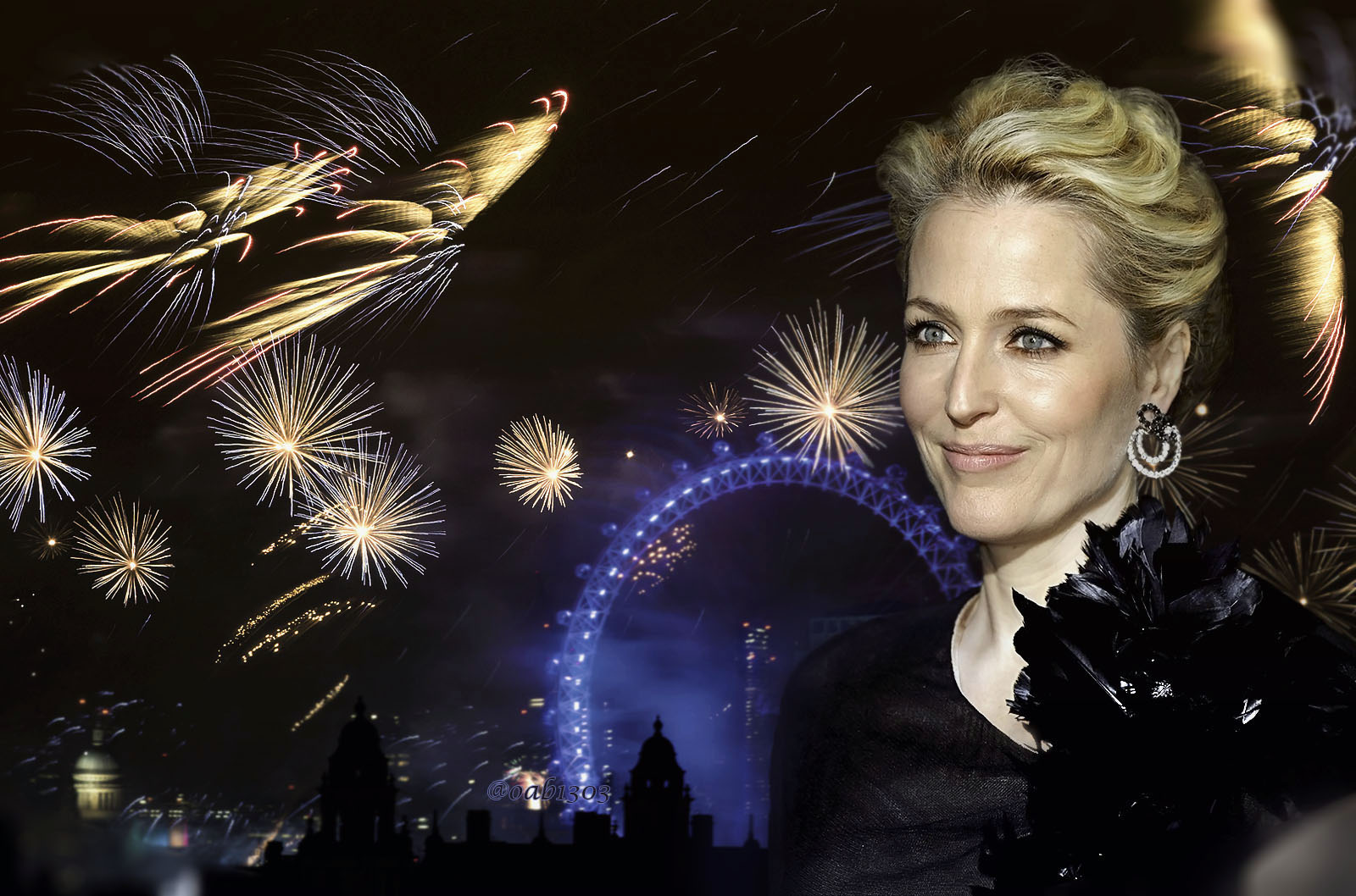 Gillian Anderson/Fireworks Wallpaper