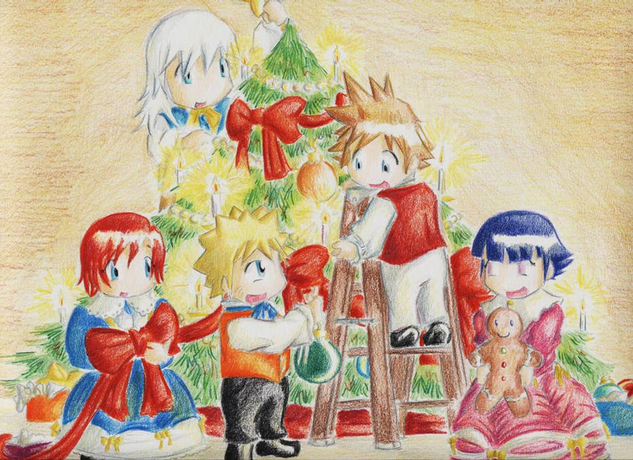 Chibi Tree Decorating by LordCavendish on DeviantArt