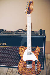 Finished Tooled Leather Guitar