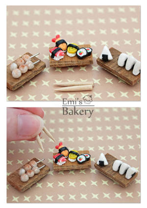 Miniature Sushi, Dango, and Onigiri by EmisBakery