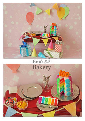 Miniature 100 watchers celebration table by EmisBakery Miniature 100 watchers celebration table by EmisBakery