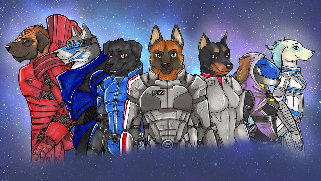 Commander Shepherd and the pack by Amirattus on DeviantArt