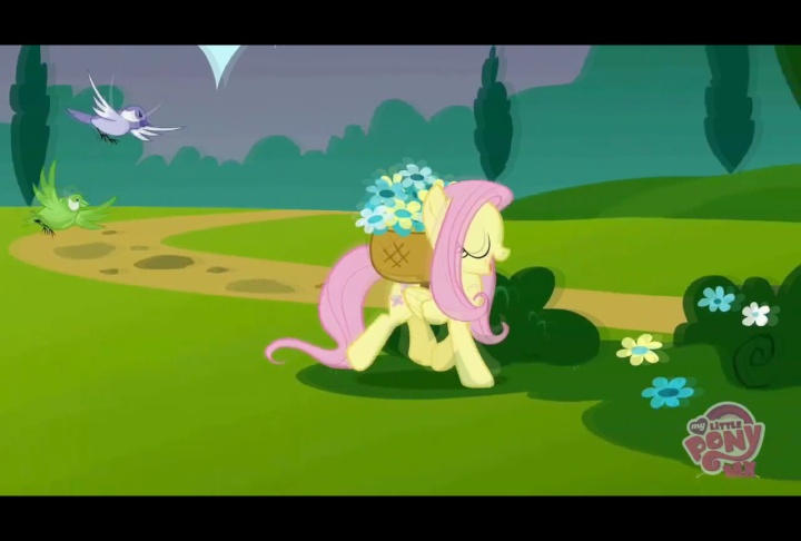 Flutterdaisy fluttershy walking taking flowers by saraii306 on DeviantArt