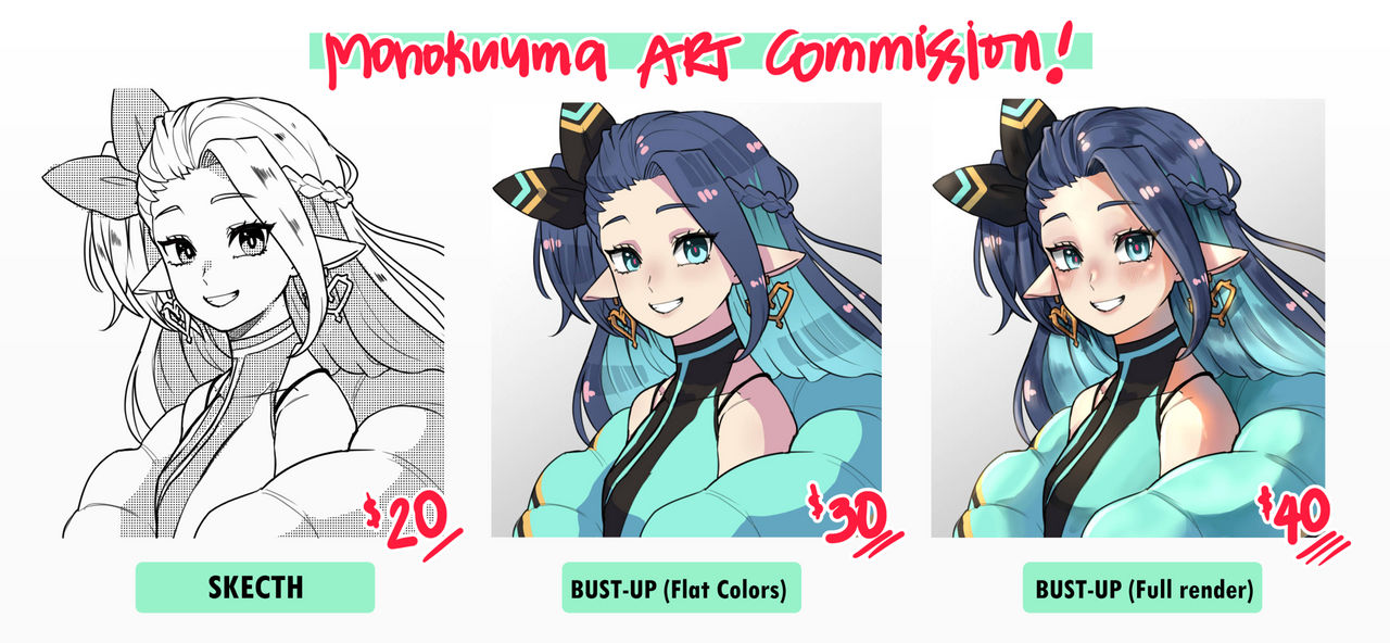 Bust Up anime style illustration - Artists&Clients
