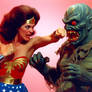 Wonder Woman vs Menacing Mossy Monster