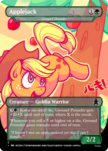 applejack mtg card Fun Unset cards for Apple Jack Commander deck put a toy you own onto the battlefield as a 2/2 creature token with that toys name Applejack MtG Variant (Unset) by