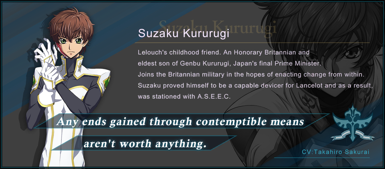 Suzaku Kururugi (Time That Should Be Protected), Code Geass Lost Stories  Wiki