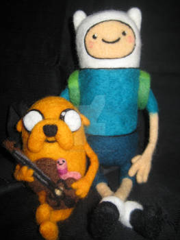 Needle Felted Finn and Jake from Adventure Time