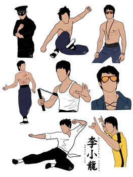 Bruce Lee sticker sheet concept art 