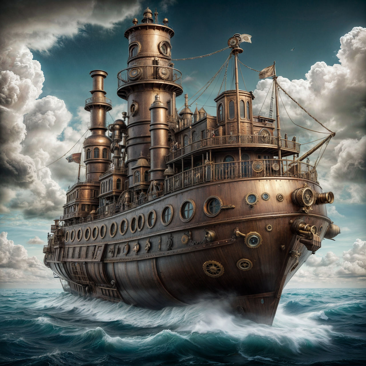 Steampunk illustration surreal cargo ship by gmanel on DeviantArt
