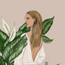 Blond haired girl with plants