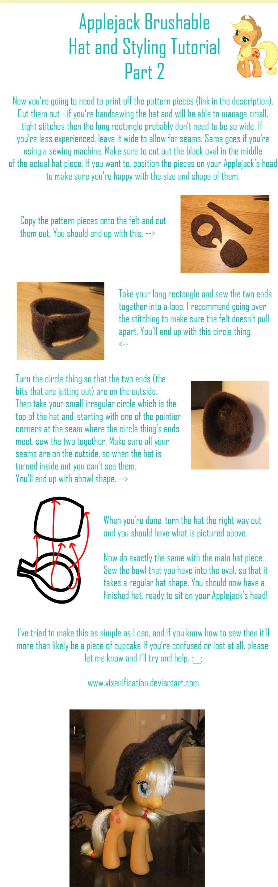 Applejack Cap Pattern Applejack Styling Tutorial part 2 by Sewpoke on DeviantArt