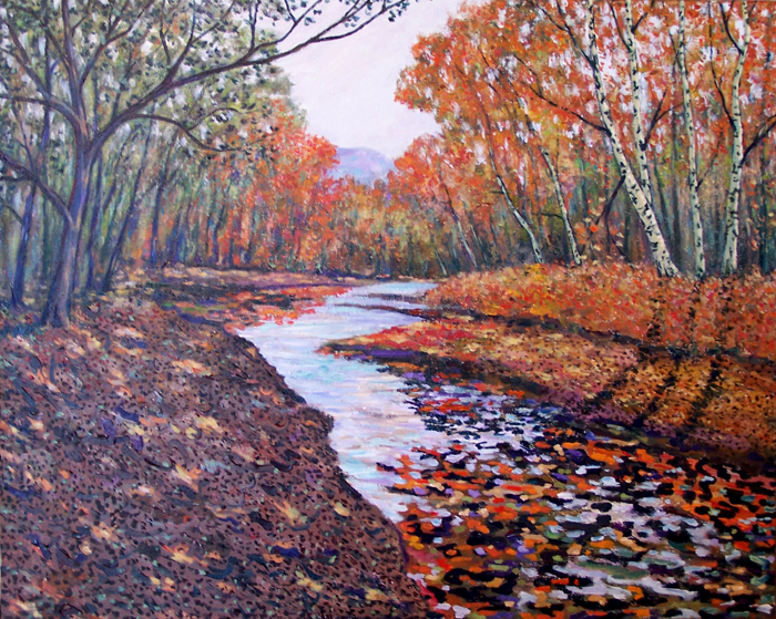 Autumn Stream Birches