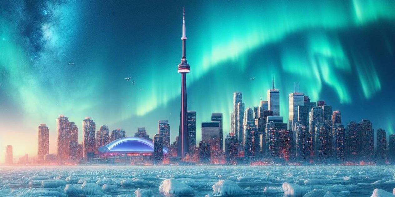 Toronto city with ice caps and aurora on sky by KDEEPAK1996 on DeviantArt