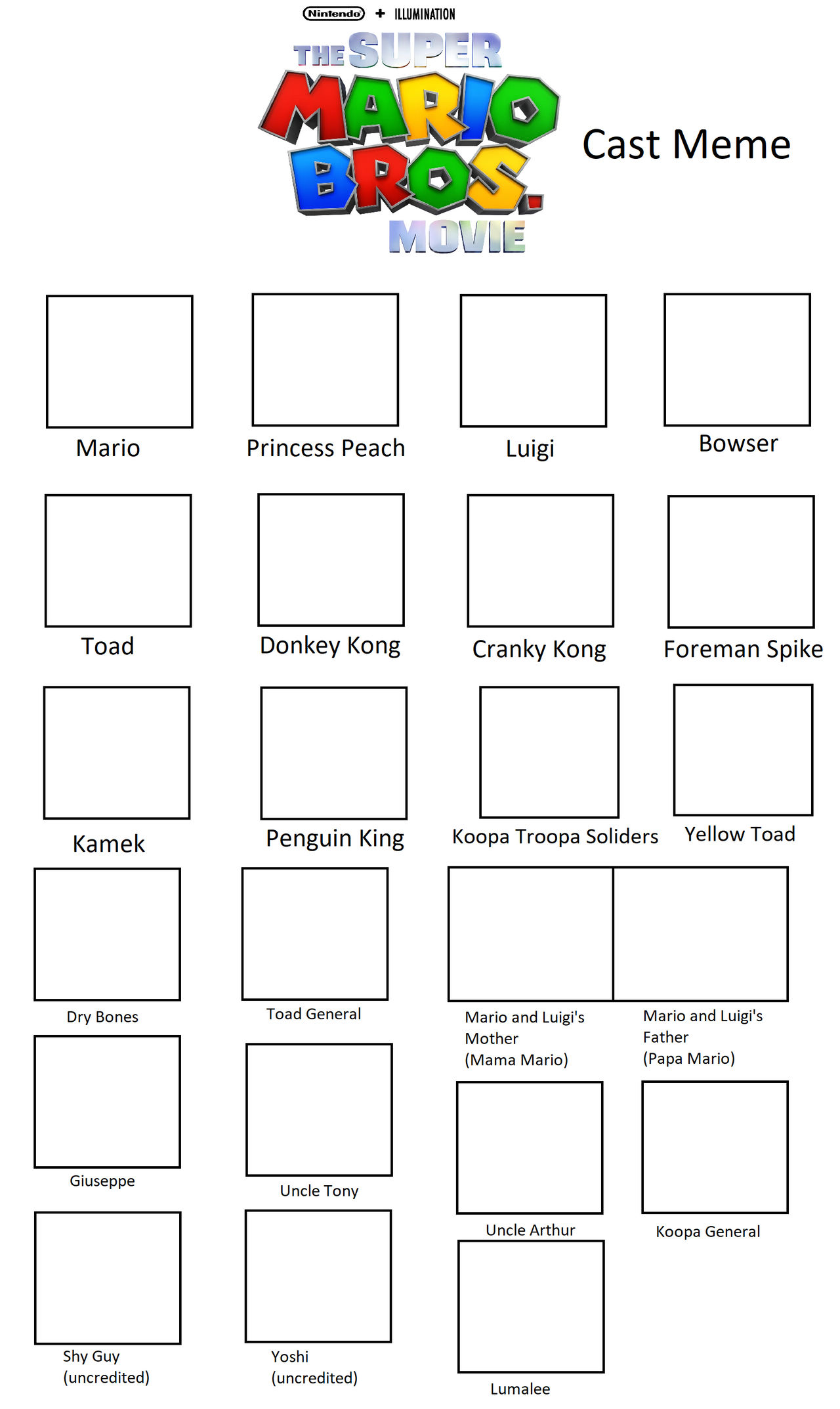 The Super Mario Bros Movie Cast Meme (V2) by Tara012 on DeviantArt