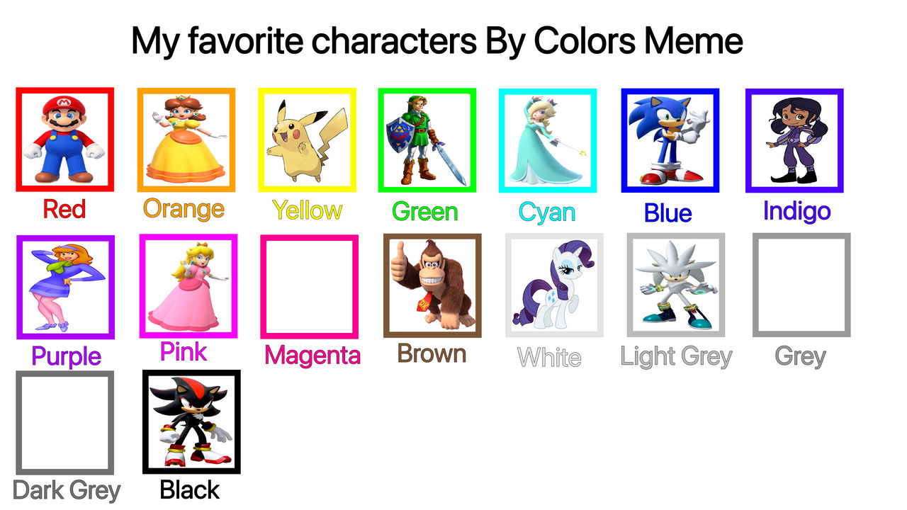 All Characters Color My Favorite Characters By Colors by Tara012 on DeviantArt