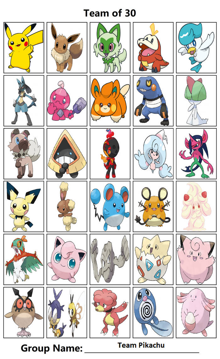 Pikachu Tem Team Pikachu (Team of 30) by Tara012 on DeviantArt
