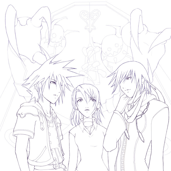 Kingdom Hearts II Lineart T_T