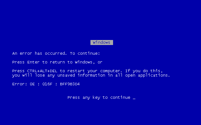 Windows Me Problems Windows ME (2002) Blue Screen of Death by DurriroMash002 on DeviantArt