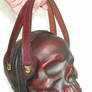 Leather skull purse clutch in ox blood