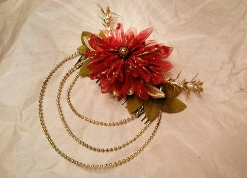 Flame Flower Kanzashi - Hair comb Accessory