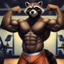 Muscle hunk rocket raccoon night gym 1