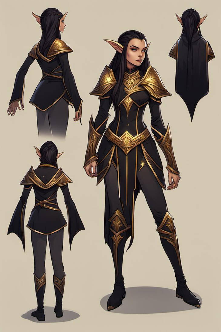 Female Elf Robe Black Hair Female Elf Black Robe Gold Trim by forsaken1171 on DeviantArt