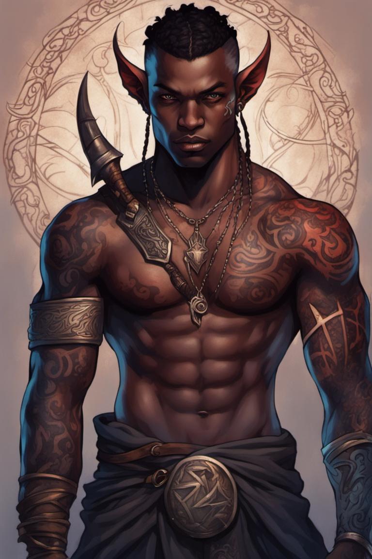 Buff Elf Man tattooed muscular male dark skinned Elf by forsaken1171 on DeviantArt