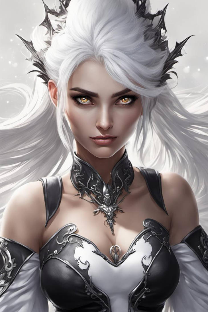 White Hair Female Black Dress by forsaken1171 on DeviantArt