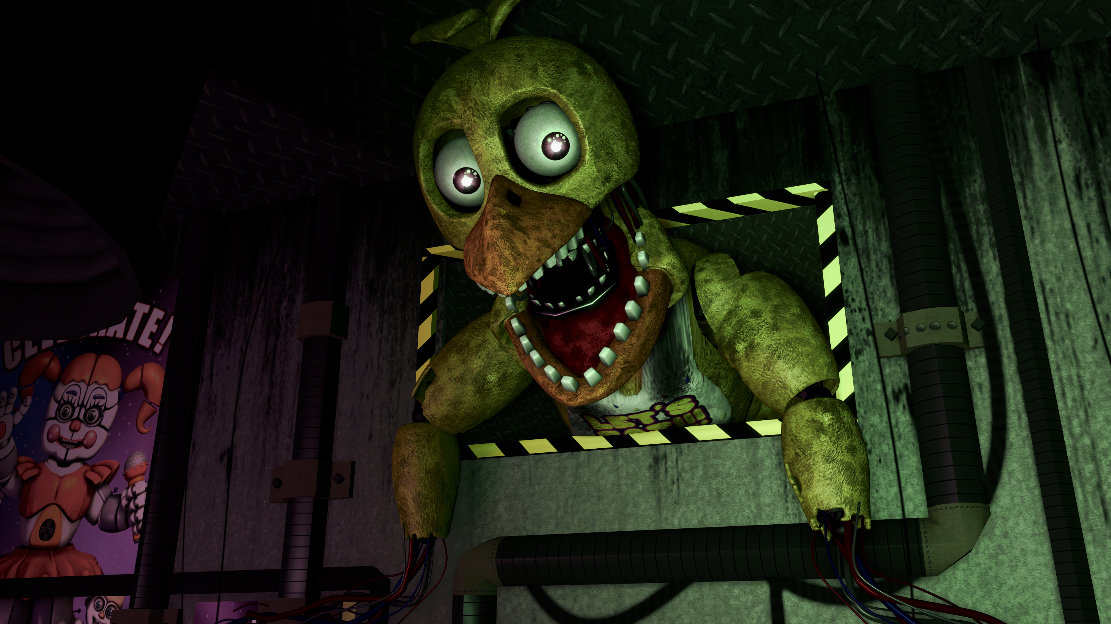 Withered chica gets stuck in a vent 