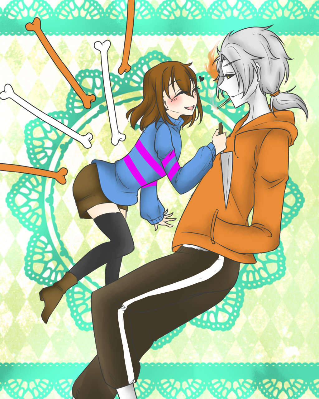 Cross!sans x frisk by MUSTACHEfreak on DeviantArt