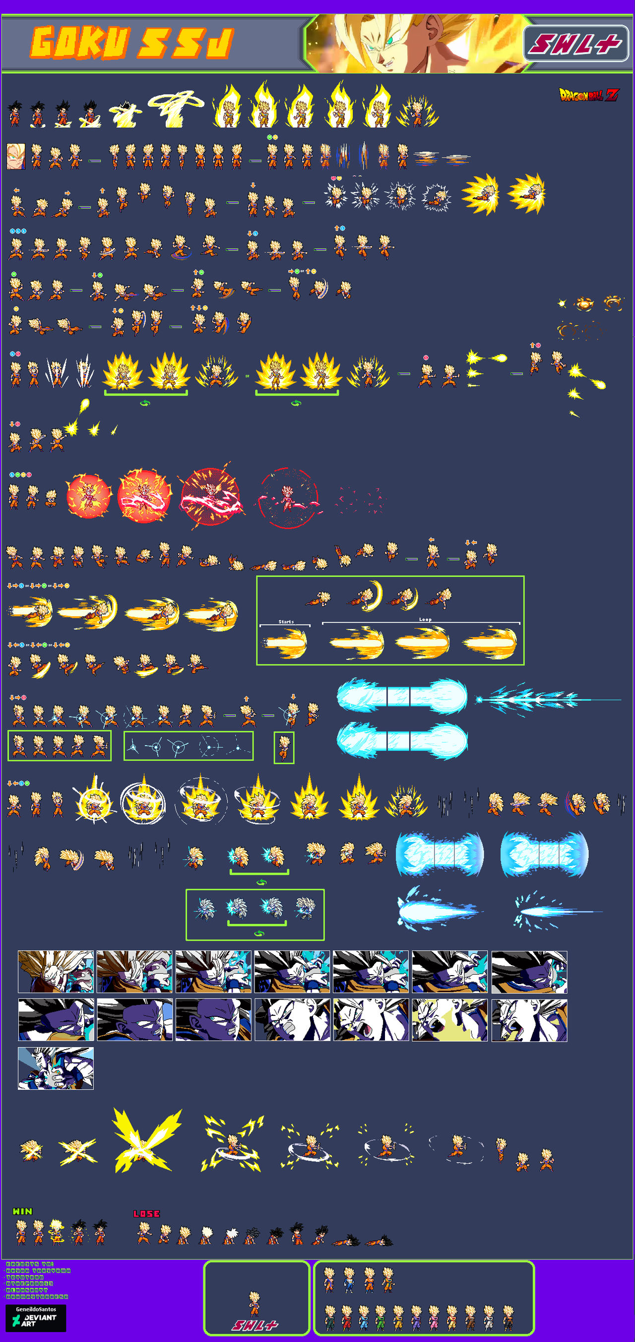 Goku SSJ SWL+ Sprite Sheet By Geneildo Santos by GeneildoSantos on