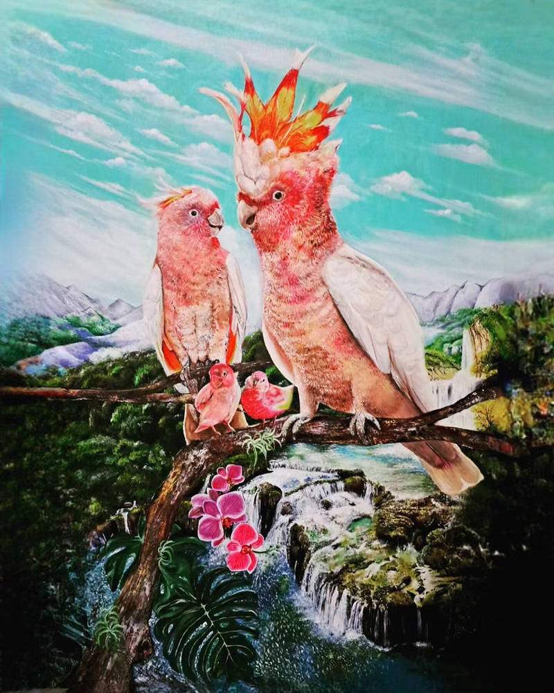 Pink cockatoo habitat (0.8x1m) by fresco25 on DeviantArt