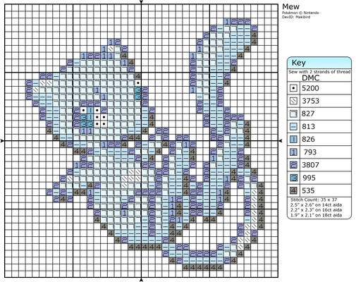Shiny Mew Cross Stitch Pattern