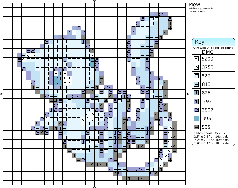 Shiny Mew Cross Stitch Pattern