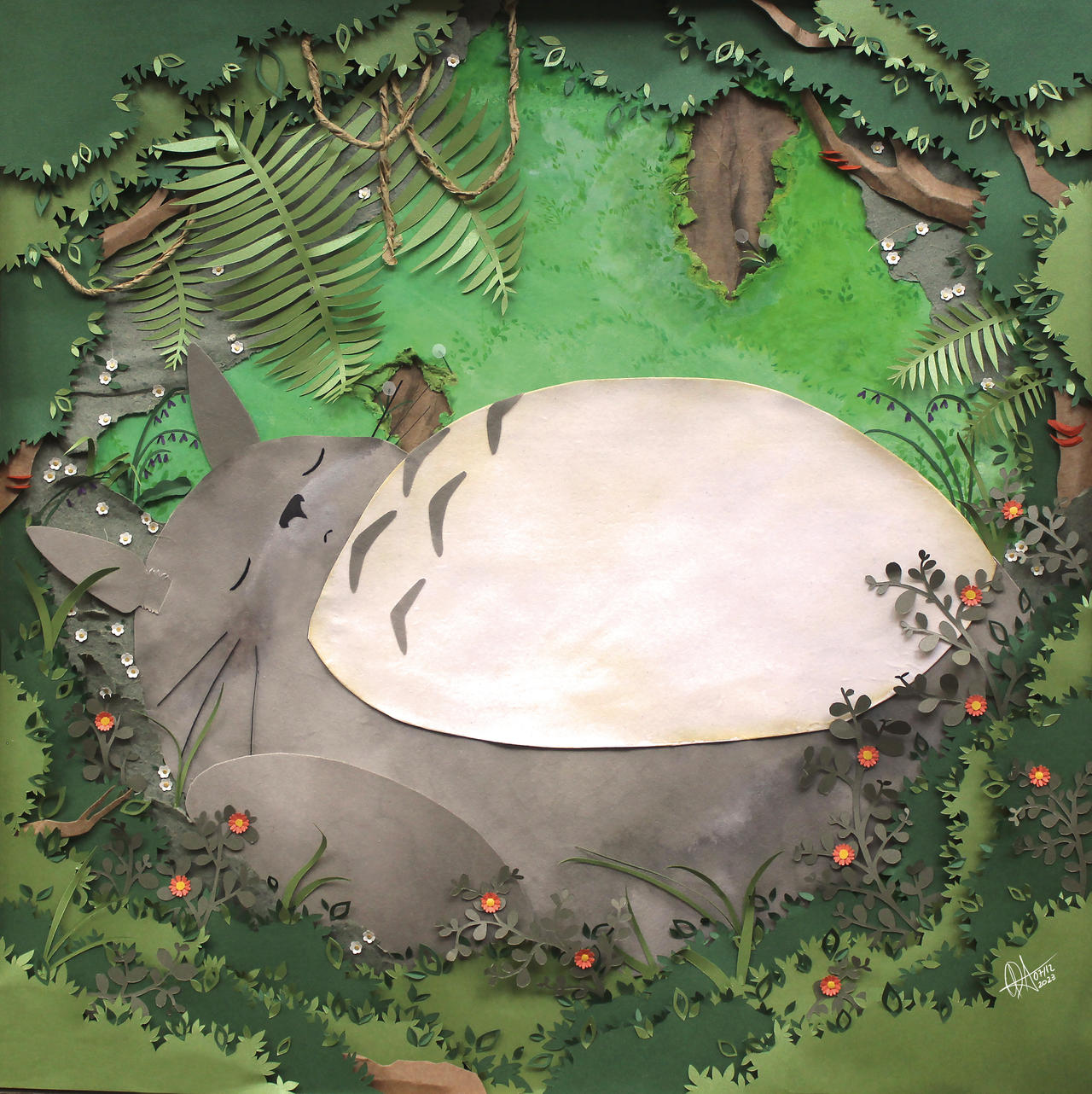 Totoro in paper art