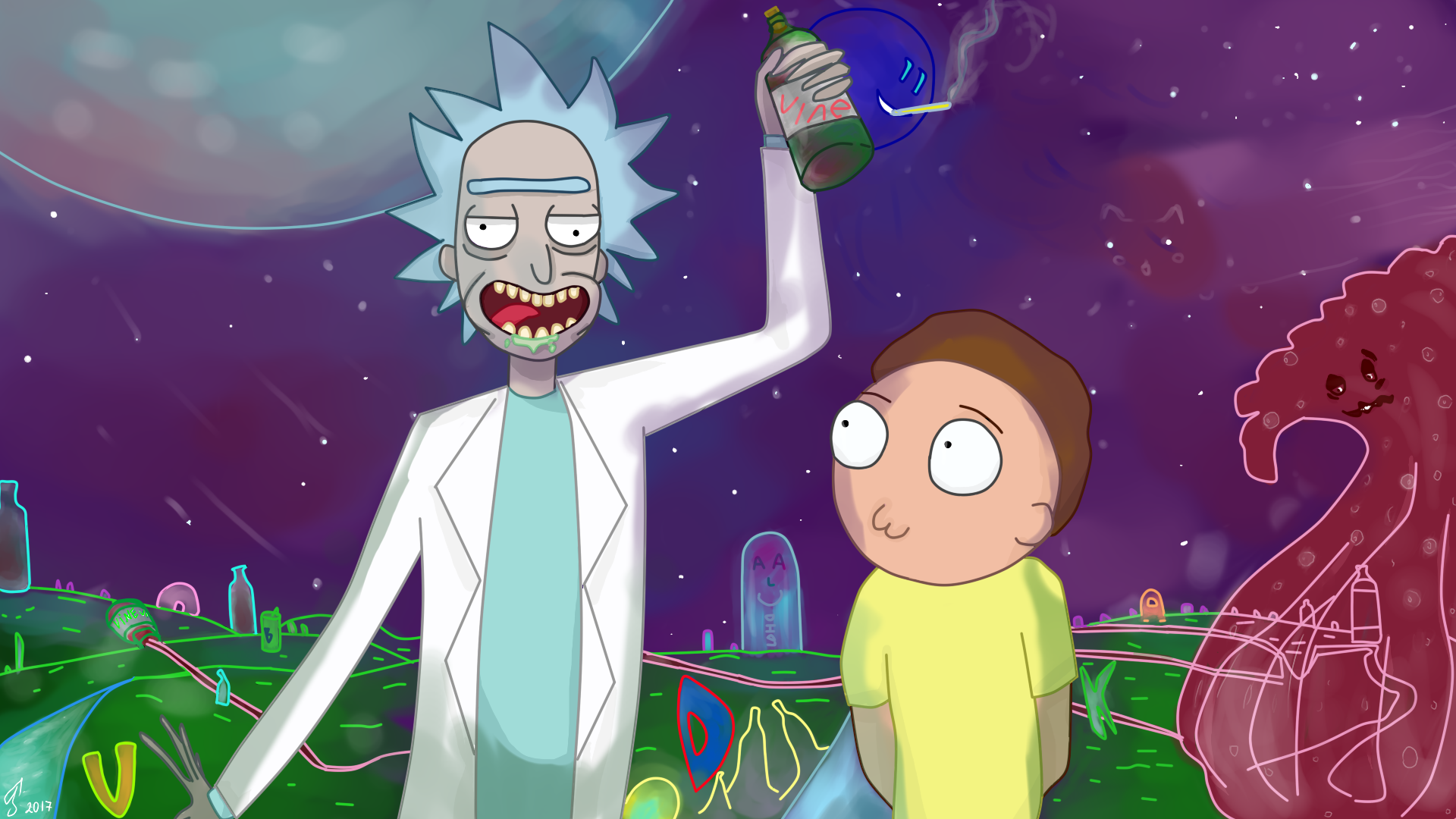 Rick and Morty in the universe of alcohol by AliceDevolskaya on DeviantArt.