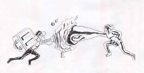Sketch  Rex vs Kevin by SilverLady7