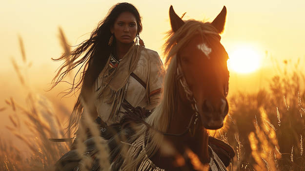 Lonely rider at dusk