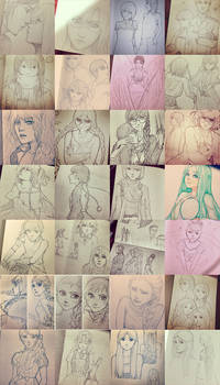 sketchbook dump {snk, frozen, danganronpa, +more}