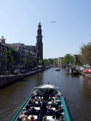 Sailing around Amsterdam Westerkerk Tower