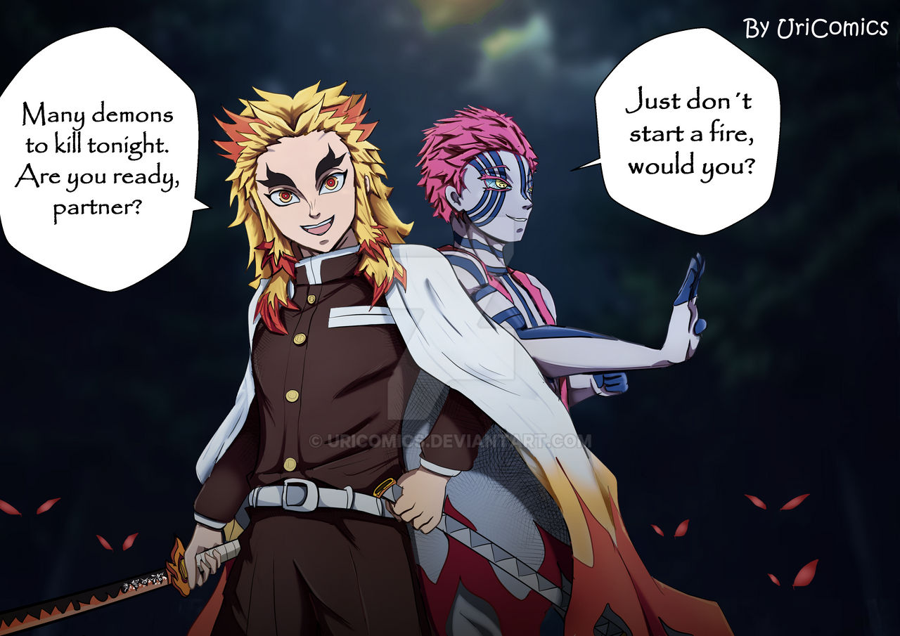 Rengoku and Akaza (text) by on DeviantArt