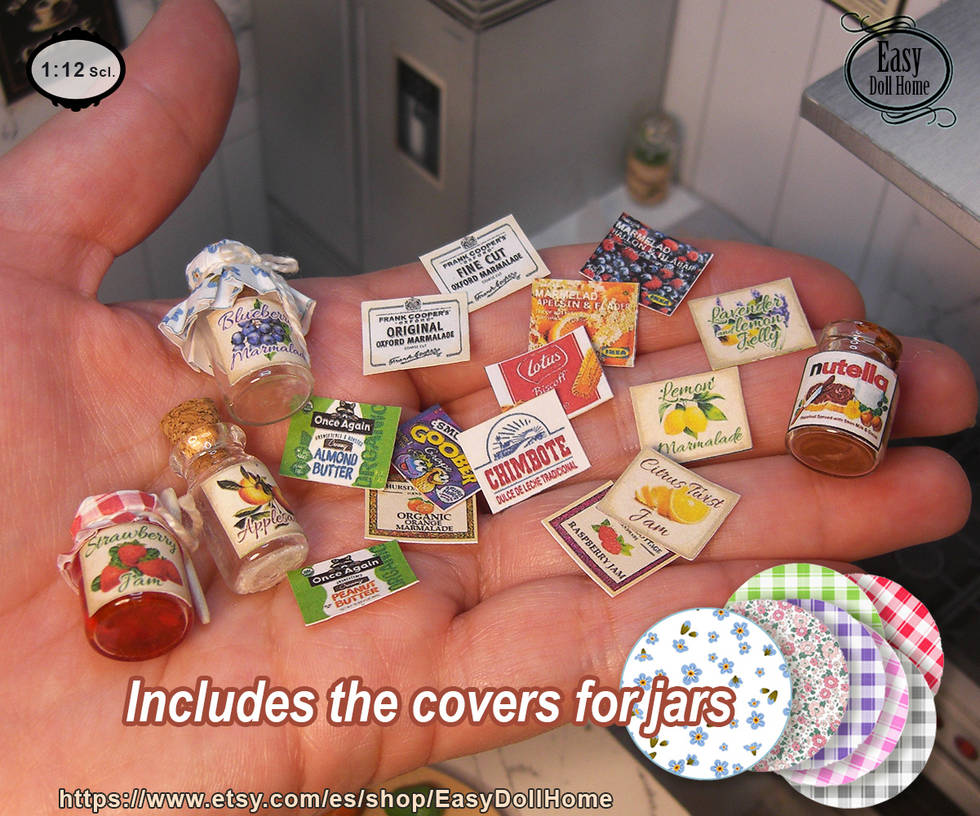 Printable miniature labels and covers for jars 01 by EasyDollHome on ...