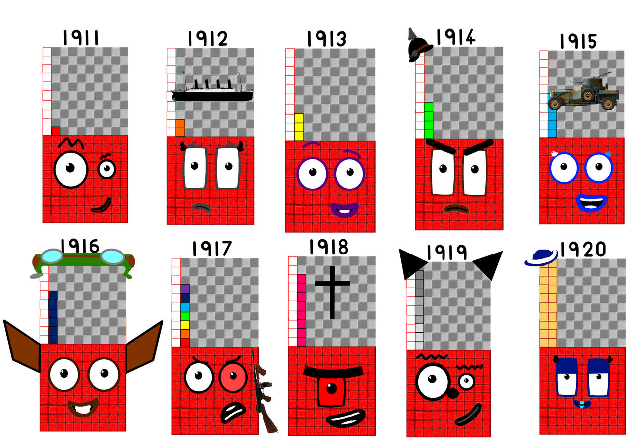 Numberblocks 1911 to 1920 from 20th century by Silviacat3 on DeviantArt