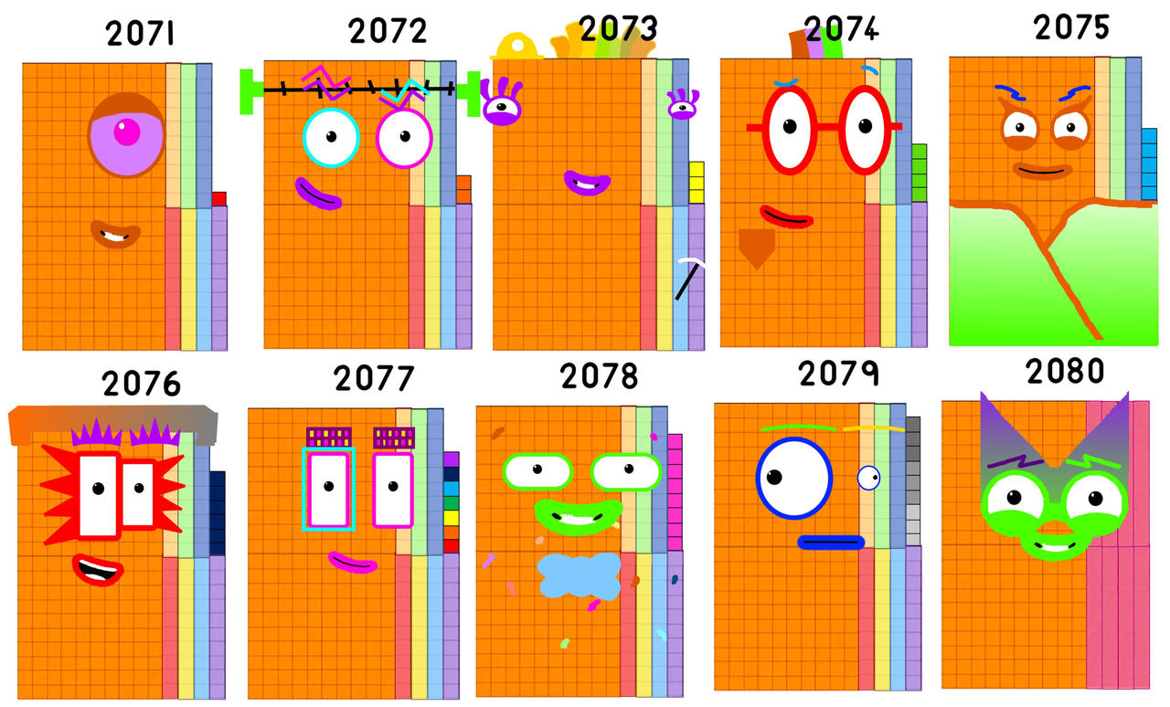 Numberblocks 2071 to 2080 from 21th century by Silviacat3 on DeviantArt