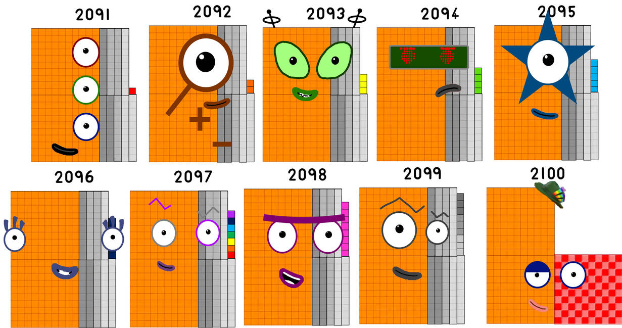 Numberblocks 2091 to 2100 from 21 and 22 century by Silviacat3 on ...